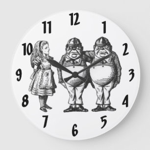 Alice, Tweedle Dee en Tweedle Dum Wall Clock Grote Klok