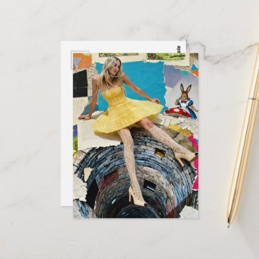 Alice Valt in het Konijnenhol Collage Briefkaart (Voorkant / Achterkant in situ)