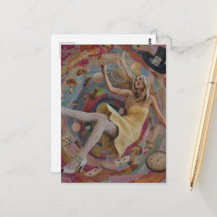 Alice Valt in het Konijnenhol Surrealistische Coll Briefkaart
