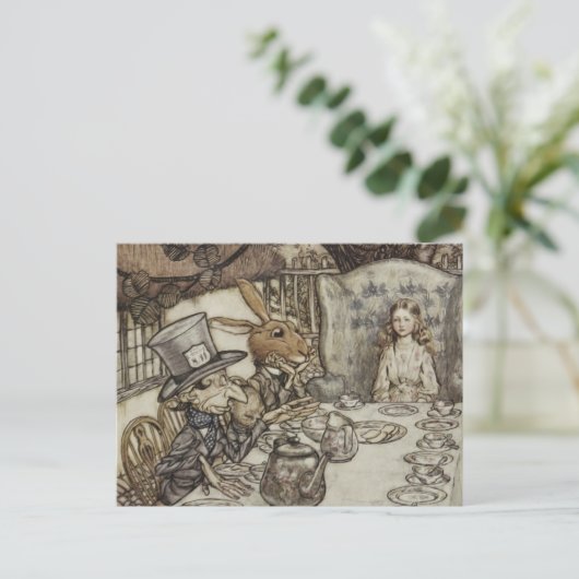 Alice Verjaardag Onverjaardag Konijn Hoedenmaker F Briefkaart (Staand voorkant)