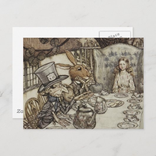 Alice Verjaardag Onverjaardag Konijn Hoedenmaker F Briefkaart (Voorkant / Achterkant)