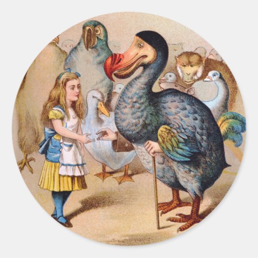 ALICE VOLDOET AAN DE DODO BIRD RONDE STICKER (Voorkant)