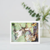 Alice volgt het witte konijn naar Wonderland Briefkaart (Staand voorkant)