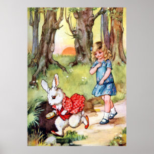Alice volgt het witte konijn naar Wonderland Poster