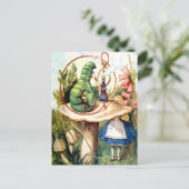 Alice vraagt advies aan een rups briefkaart (Staand voorkant)