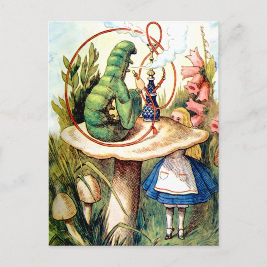 Alice vraagt advies aan een rups briefkaart (Voorkant)