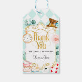 Alice vraagt zich af of het gekke hatter theefeest cadeaulabel (Achterkant)