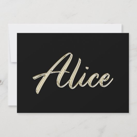 Alice white gold Handwriting Karte Kaart (Voorkant)