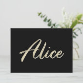 Alice white gold Handwriting Karte Kaart (Staand voorkant)