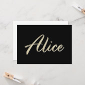 Alice white gold Handwriting Karte Kaart (Voorkant / Achterkant in situ)