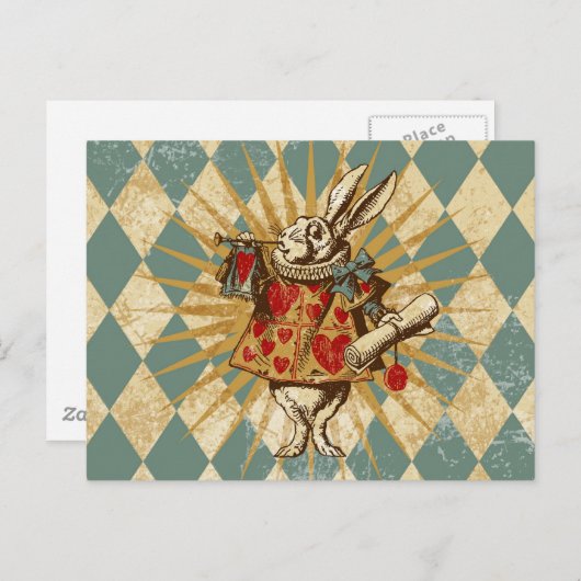 Alice White Rabbit Briefkaart (Voorkant / Achterkant)