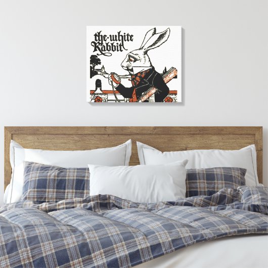 Alice White Rabbit Classic Wonderland Canvas Afdruk (Insitu (Slaapkamer))