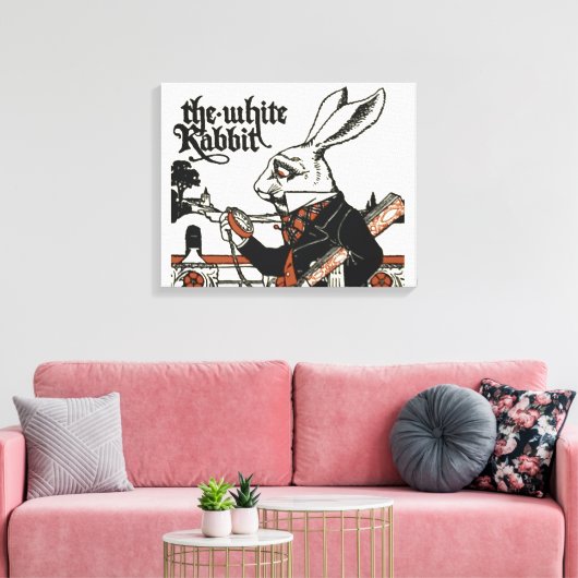 Alice White Rabbit Classic Wonderland Canvas Afdruk (Insitu (Woonkamer))