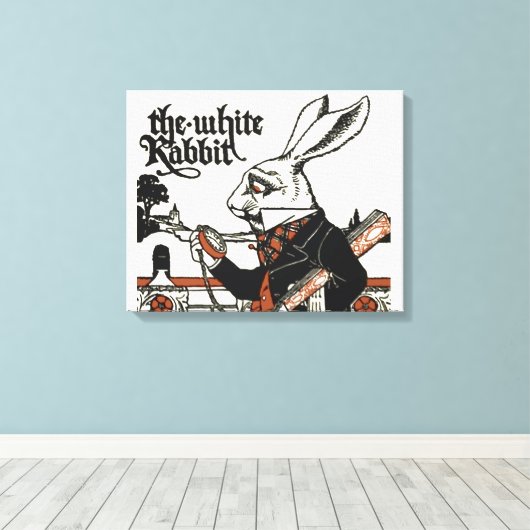 Alice White Rabbit Classic Wonderland Canvas Afdruk (Insitu (Houten vloer))