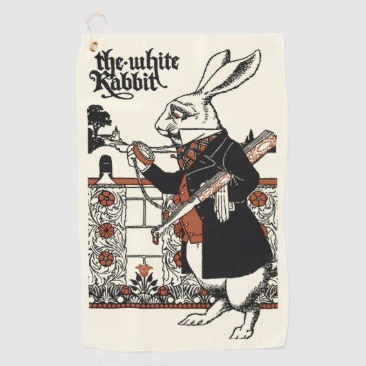 Alice White Rabbit Classic Wonderland Golfhanddoek (Voorkant)