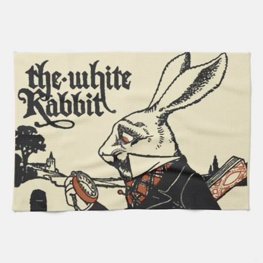 Alice White Rabbit Classic Wonderland Theedoek (Horizontaal)