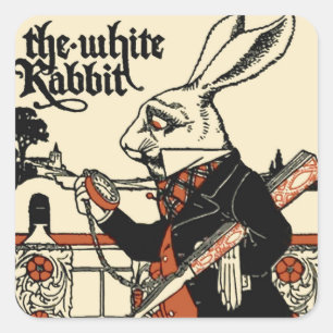 Alice White Rabbit Classic Wonderland Vierkante Sticker