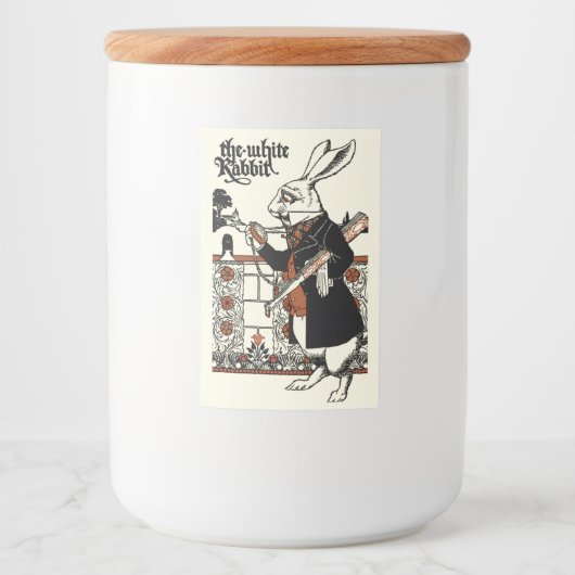Alice White Rabbit Classic Wonderland Voedselcontainer Etiket (Voorkant)
