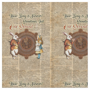 Alice & White Rabbit Dictionary Art Quote Stof