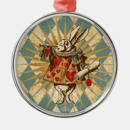 Alice White Rabbit Metalen Ornament (Voorkant)