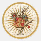  Alice White Rabbit Ronde Sticker (Voorkant)