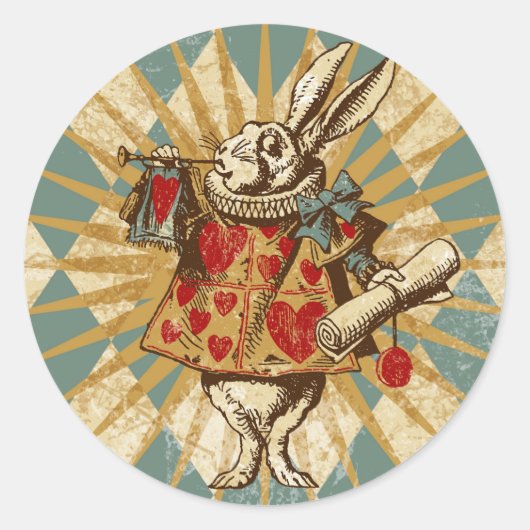 Alice White Rabbit Ronde Sticker (Voorkant)