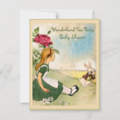 Alice & White Rabbit Wonderland Baby shower Kaart (Voorkant)