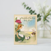 Alice & White Rabbit Wonderland Baby shower Kaart (Staand voorkant)