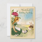 Alice & White Rabbit Wonderland Birthday Party Kaart (Voorkant)