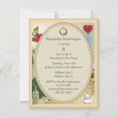 Alice & White Rabbit Wonderland Birthday Party Kaart (Achterkant)