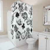 Alice White Rabbit Wonderland Cheshire Cat Douchegordijn (In situ)