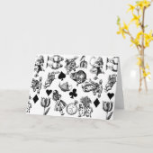 Alice White Rabbit Wonderland Cheshire Cat Kaart (Gele Bloem)