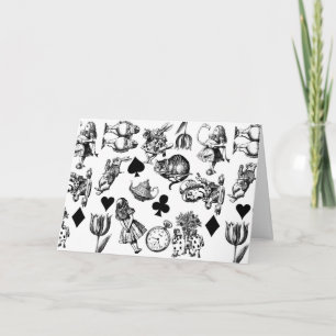 Alice White Rabbit Wonderland Cheshire Cat Kaart