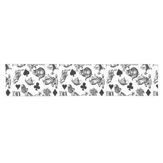 Alice White Rabbit Wonderland Cheshire Cat Korte Tafelloper (Horizontaal)