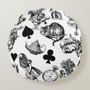 Alice White Rabbit Wonderland Cheshire Cat Rond Kussen