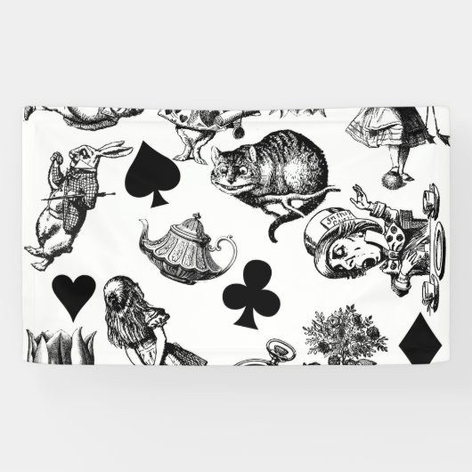 Alice White Rabbit Wonderland Cheshire Cat Spandoek (Horizontaal)
