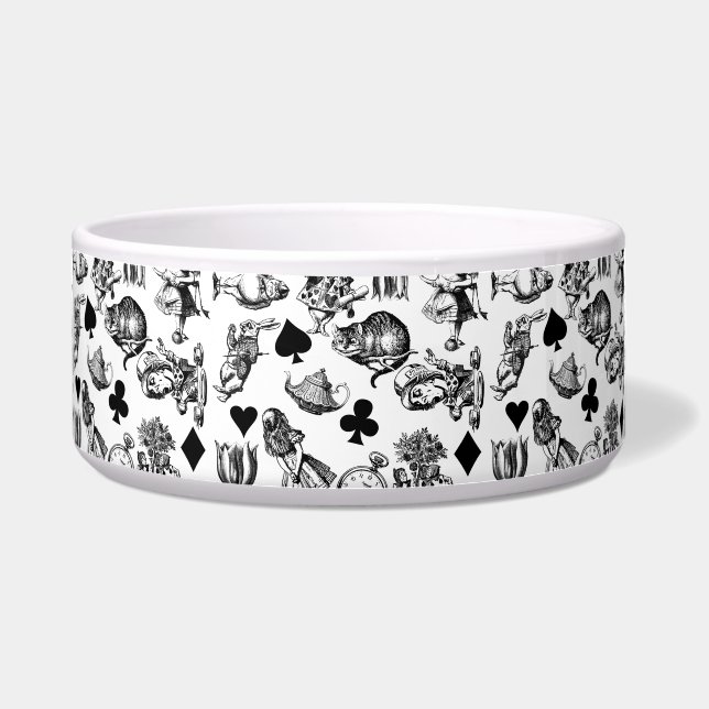 Alice White Rabbit Wonderland Cheshire Cat Voerbakje (Voorkant)