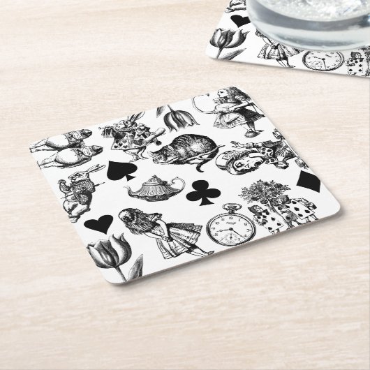 Alice White Rabbit Wonderland Classic Kartonnen Onderzetters (Schuin)