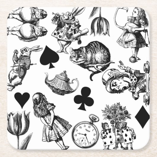 Alice White Rabbit Wonderland Classic Kartonnen Onderzetters (Voorkant)
