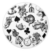 Alice White Rabbit Wonderland Classic Keramische Knop (Voorkant)