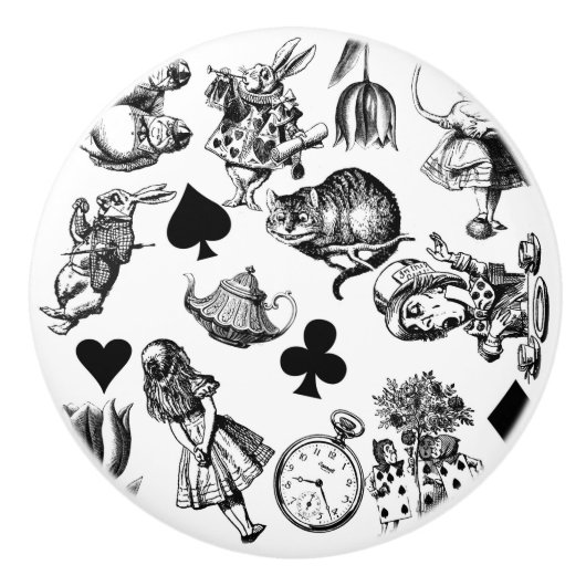 Alice White Rabbit Wonderland Classic Keramische Knop (Voorkant)