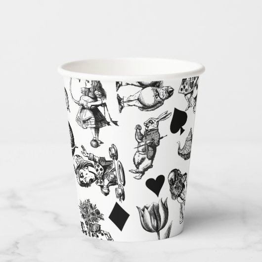 Alice White Rabbit Wonderland Classic Papieren Bekers (Achterkant)