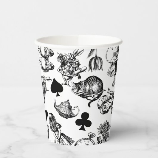 Alice White Rabbit Wonderland Classic Papieren Bekers (Links)