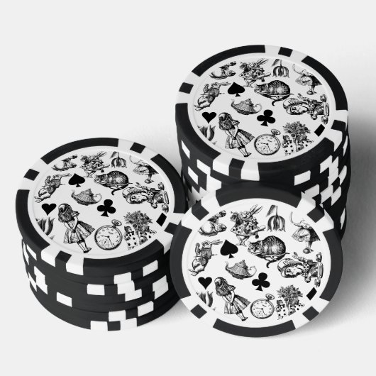 Alice White Rabbit Wonderland Classic Poker Chips (Opstapeling)