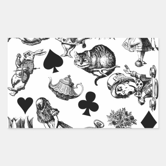 Alice White Rabbit Wonderland Classic Rechthoekige Sticker (Voorkant)