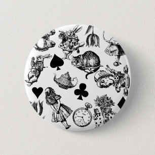Alice White Rabbit Wonderland Classic Ronde Button 5,7 Cm