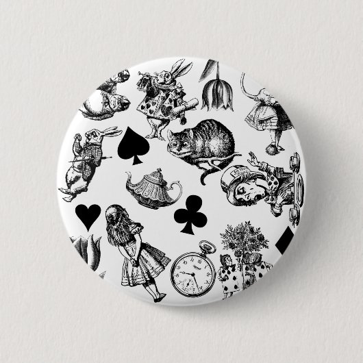 Alice White Rabbit Wonderland Classic Ronde Button 5,7 Cm (Voorkant)
