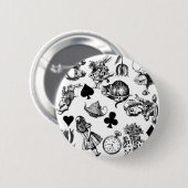 Alice White Rabbit Wonderland Classic Ronde Button 5,7 Cm (Voorkant /achterkant)