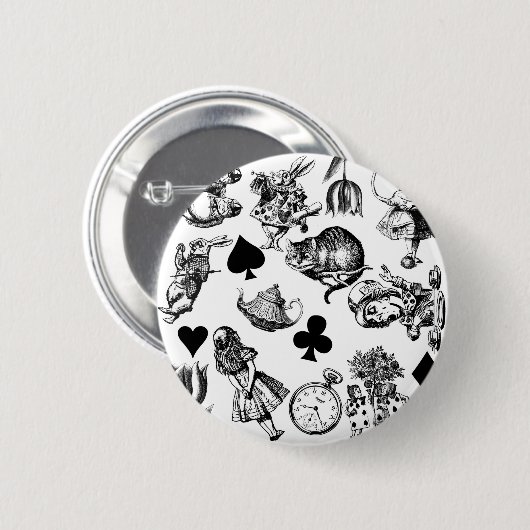 Alice White Rabbit Wonderland Classic Ronde Button 5,7 Cm (Voorkant /achterkant)