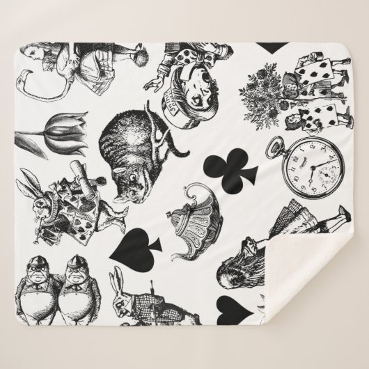 Alice White Rabbit Wonderland Classic Sherpa Deken (Voorkant (horizontaal))